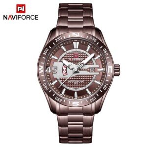Naviforce NF9157 - Bronze Stainless Steel Analog Watch for Men - Bronze