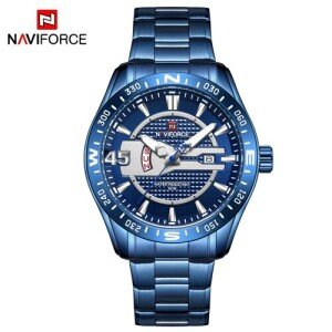 NAVIFORCE NF9038 - Silver Stainless Steel Analog Watch for Men - Silver & Black