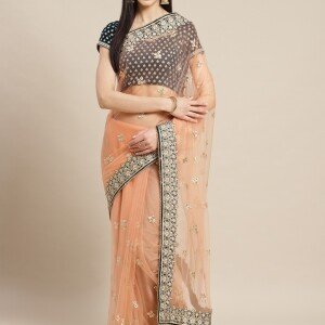 Bollywood Designer Premium Organza Saree With Embroidery and Stone Work Velvet Blouse