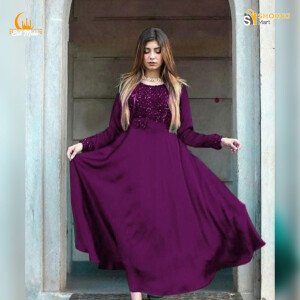 Ready Made Gorgeous High Quality Sequence Work Long Silk Party Gown/kurti/casual for Woman