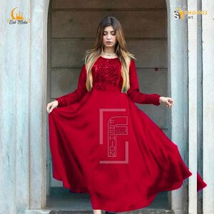 Ready Made Gorgeous High Quality Sequence Work Long Silk Party Gown/kurti