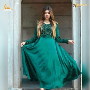 Ready Made Gorgeous High Quality Sequence Work Long Silk Party Gown/kurti/casual for Woman