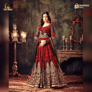 Semi-stitched Georgette Long Floor Touch Anarkali Party Dress for women.