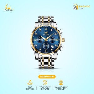 OLEVS 2858 Quartz Waterproof Wristwatches for Men - Silver , Blue