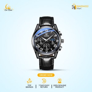 OLEVS Mens Watches Fashion Business Waterproof Quartz Wrist Watch Men Top Brand Luxury Leather Strap Sport Clock Male