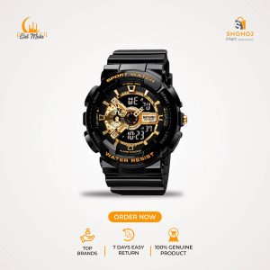 SKMEI Men Sport Watches Digital Chronograph Dual Display Alarm Watch Waterproof Fashion Wristwatches for Men 1688-[Black