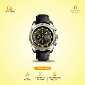 SKMEI- 9156 Fashion Sports Quartz Clock Leather Chronograph Waterproof Watch For Men